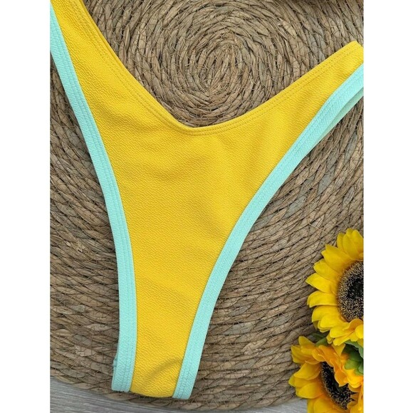 MakeMeChic Women's High Waisted Bikini Sets Color Block 2 Piece Swimsuit Bathing - Picture 13 of 13